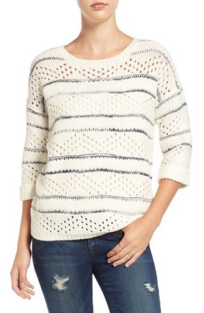 stripe-pointelle-knit-sweater